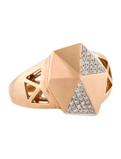 Pre-owned Ring 14k Diamond Geometric Cocktail  In Multi