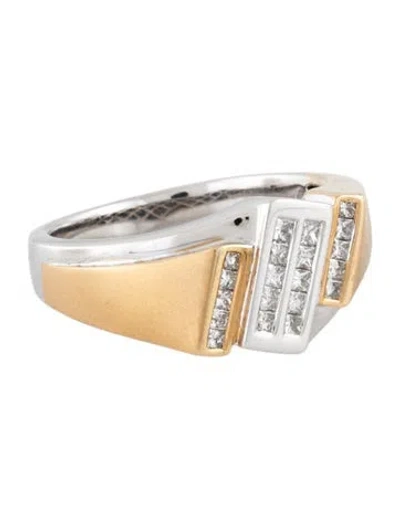Pre-owned Ring 14k Diamond Geometric Signet In Multicolor