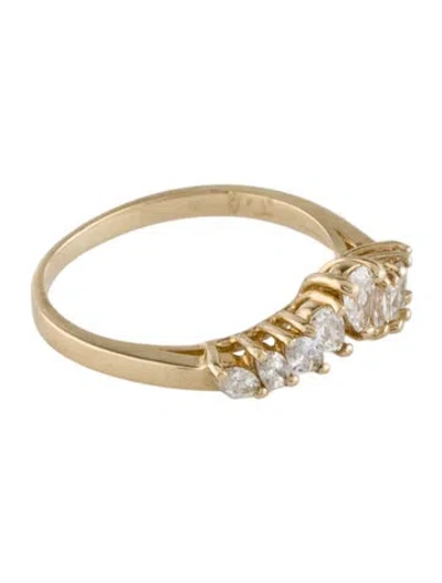 Pre-owned Ring 14k Diamond Graduated Chevron Band In Multi