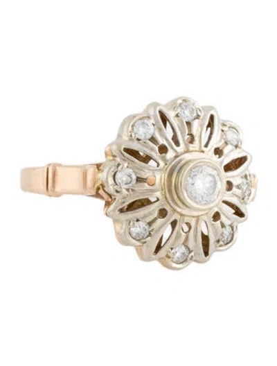 Pre-owned Ring 14k Diamond Halo Cocktail  In Multi