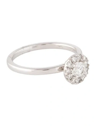Pre-owned Ring 14k Diamond Halo Engagement  In Multi
