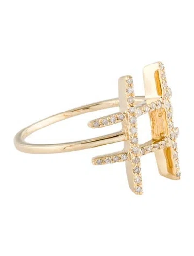 Pre-owned Ring 14k Diamond Hashtag  In Multi