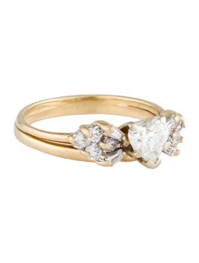 Pre-owned Ring 14k Diamond Heart Cocktail  In Multi