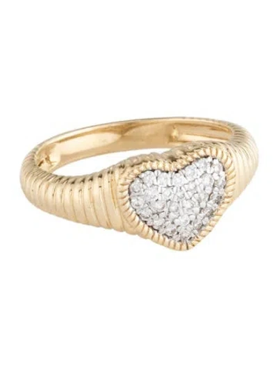 Pre-owned Ring 14k Diamond Heart Signet  In Multicolor