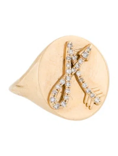 Pre-owned Ring 14k Diamond Initial 'a' Arrow Signet  In Multi
