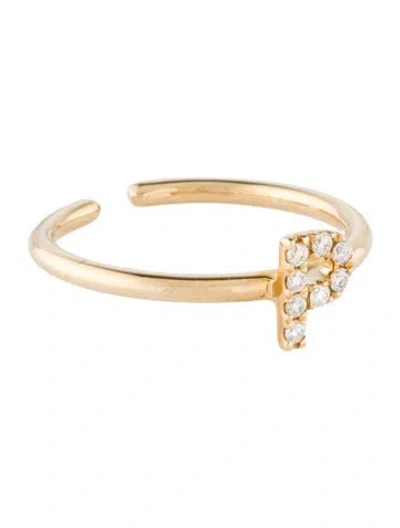 Pre-owned Ring 14k Diamond Initial 'p' Adjustable Band  In Multi