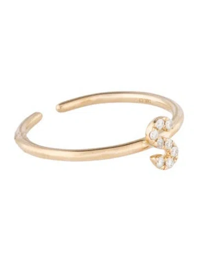 Pre-owned Ring 14k Diamond Initial 's' Open End Cocktail  In Multi