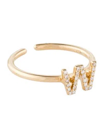 Pre-owned Ring 14k Diamond Initial 'w' Adjustable Band  In Multi