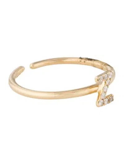 Pre-owned Ring 14k Diamond Initial 'z' Adjustable Band In Multi