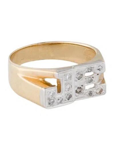 Pre-owned Ring 14k Diamond 'je' Initials Band In Multi