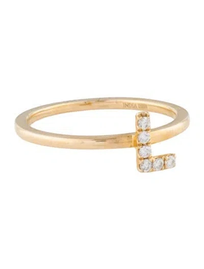 Pre-owned Ring 14k Diamond 'l' Cocktail  In Multi