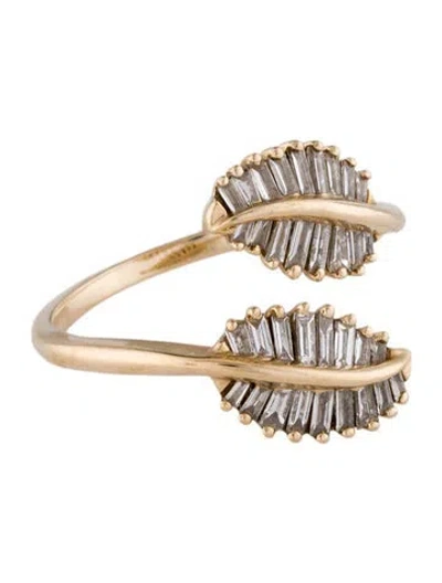 Pre-owned Ring 14k Diamond Leaf Cocktail  In Multi