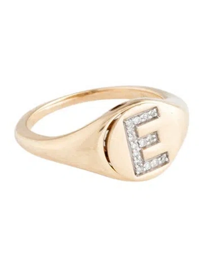 Pre-owned Ring 14k Diamond Letter 'e' Signet  In Multi