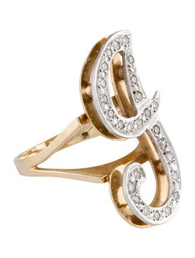 Pre-owned Ring 14k Diamond Letter 'j' Cocktail  In Multi