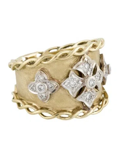 Pre-owned Ring 14k Diamond Maltese Cross Band  In Multicolor
