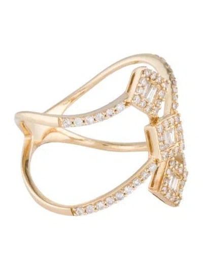 Pre-owned Ring 14k Diamond Open Cocktail  In Multi