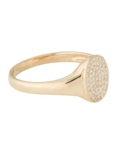 Pre-owned Ring 14k Diamond Oval Signet In Multi