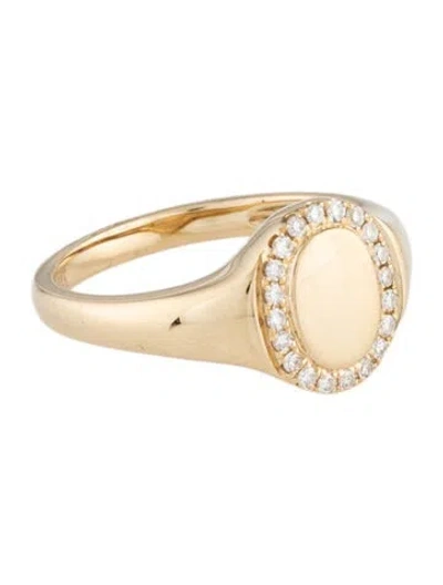 Pre-owned Ring 14k Diamond Oval Signet  In Multicolor