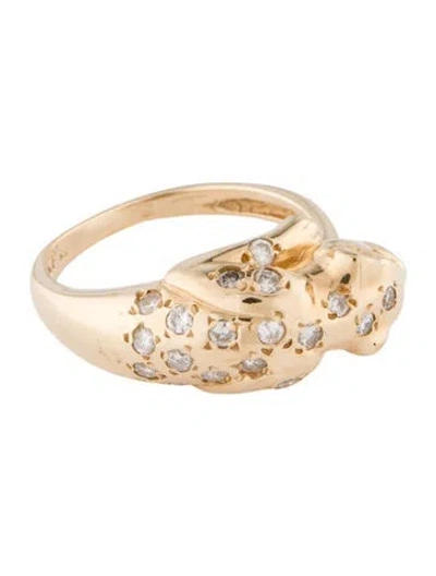 Pre-owned Ring 14k Diamond Panther Cocktail  In Multi