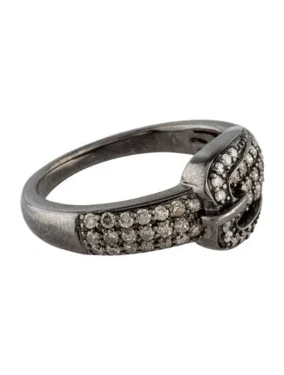 Pre-owned Ring 14k Diamond Pave Buckle  In Multi