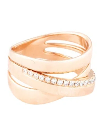 Pre-owned Ring 14k Diamond Pavé Crossover Band In Multicolor