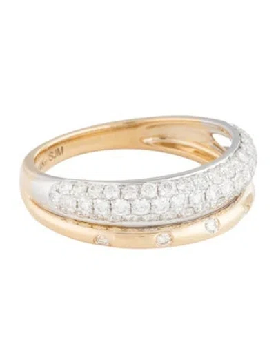 Pre-owned Ring 14k Diamond Pavé Double Row Band In Multicolor