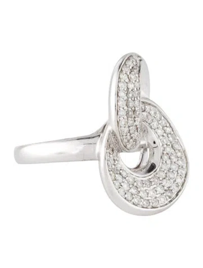 Pre-owned Ring 14k Diamond Pave Interlocking Link Cocktail  In Multi