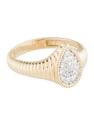 Pre-owned Ring 14k Diamond Pavé Pear  In Multicolor
