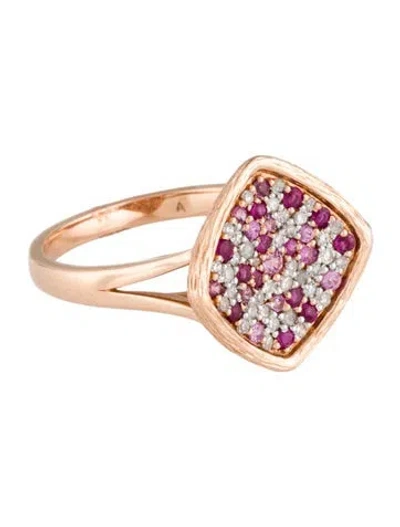 Pre-owned Ring 14k Diamond, Ruby & Sapphire Cocktail  In Multicolor