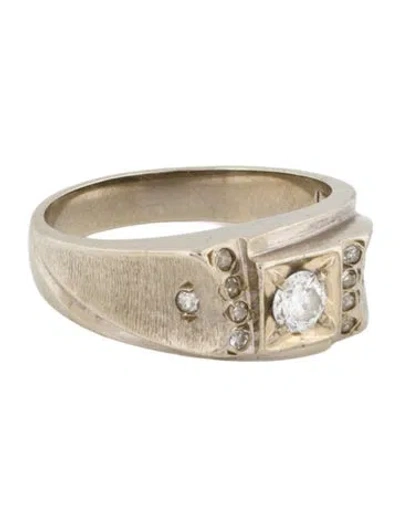 Pre-owned Ring 14k Diamond Signet Band In Multicolor