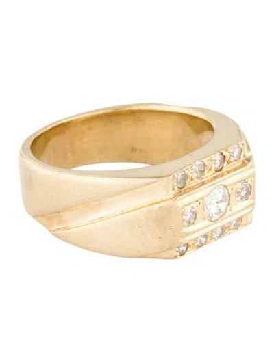 Pre-owned Ring 14k Diamond Signet  In Multi