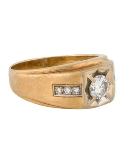 Pre-owned Ring 14k Diamond Signet  In Multi