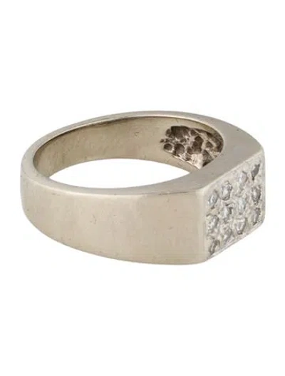 Pre-owned Ring 14k Diamond Signet  In Multi