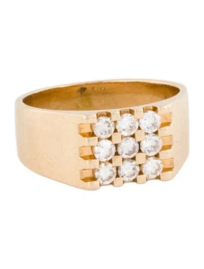 Pre-owned Ring 14k Diamond Signet  In Multi