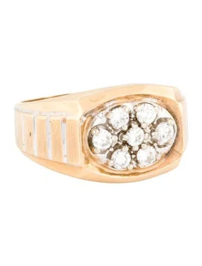 Pre-owned Ring 14k Diamond Signet  In Multi