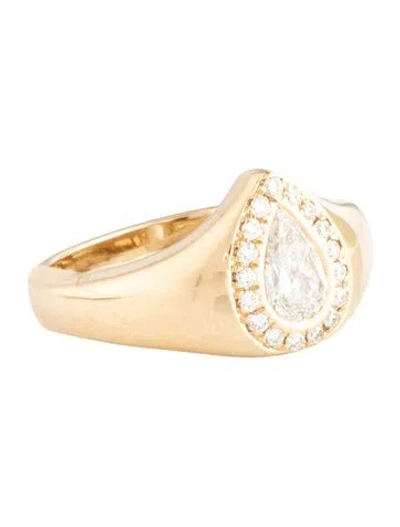Pre-owned Ring 14k Diamond Signet  In Multicolor