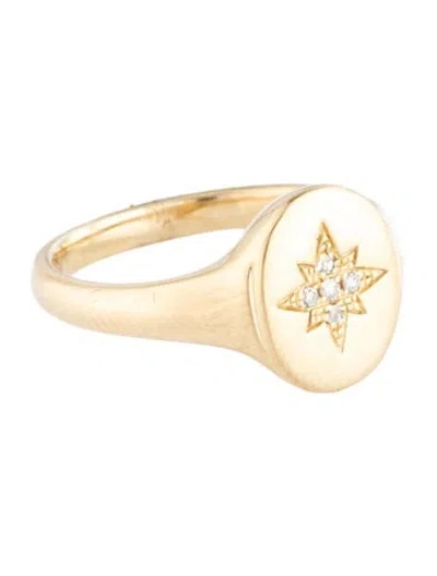 Pre-owned Ring 14k Diamond Signet  In Multicolor