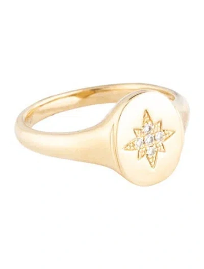 Pre-owned Ring 14k Diamond Signet  In Multicolor