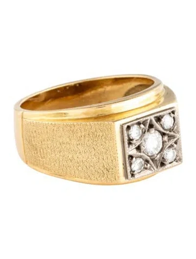 Pre-owned Ring 14k Diamond Signet  In Multicolor