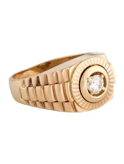 Pre-owned Ring 14k Diamond Signet  In Multicolor