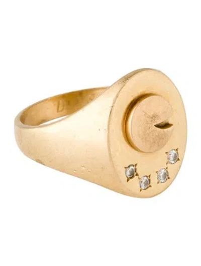 Pre-owned Ring 14k Diamond Signet  In Multicolor