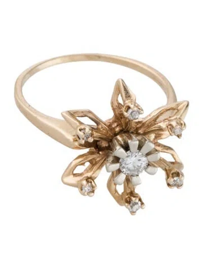 Pre-owned Ring 14k Diamond Snowflake Cocktail  In Multi