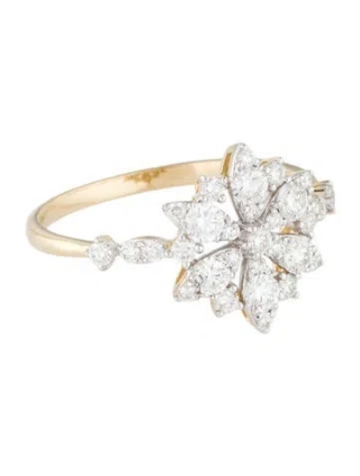 Pre-owned Ring 14k Diamond Snowflake Cocktail  In Multicolor