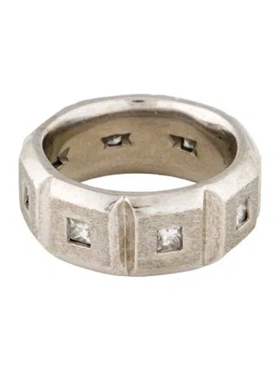 Pre-owned Ring 14k Diamond Square Link Band In Multi