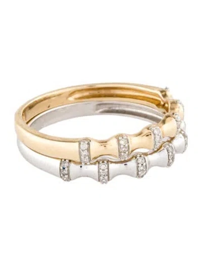 Pre-owned Ring 14k Diamond Station Set Of Three Bands In Multi