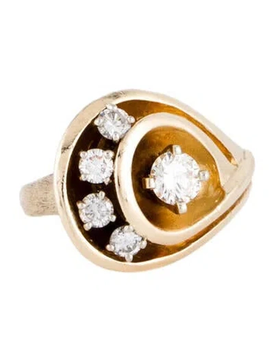 Pre-owned Ring 14k Diamond Swirl Cocktail In Multi