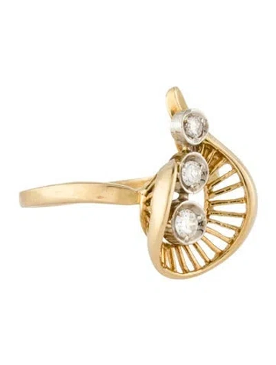 Pre-owned Ring 14k Diamond Swirl Cocktail  In Multi