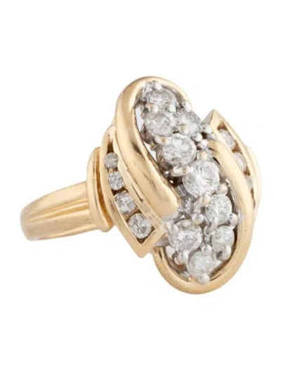 Pre-owned Ring 14k Diamond Swirl Cocktail  In Multicolor