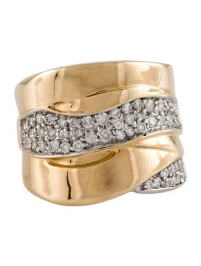 Pre-owned Ring 14k Diamond Swirl Wide Band In Multi