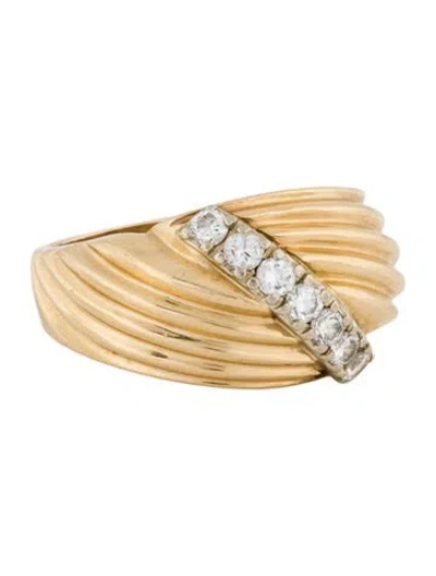Pre-owned Ring 14k Diamond Textured Dome  In Multi